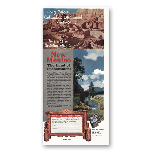 1956 New Mexico Long Before Columbus Discovered America Vintage Magazine Print Ad