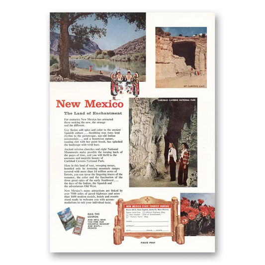 1956 New Mexico Kit Carsons Cave Carlsbad Vintage Magazine Print Ad