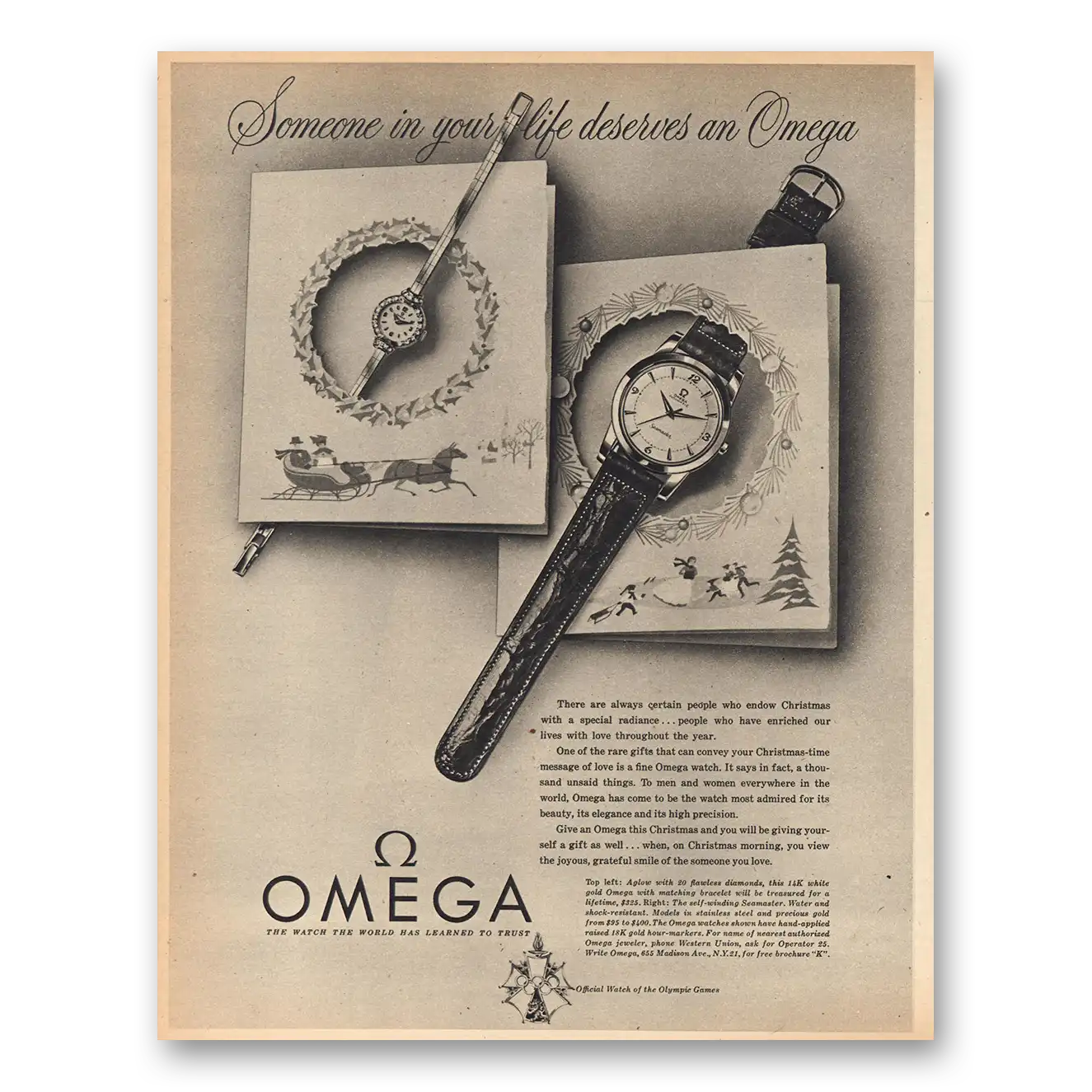 1956 Omega Watch Someone In Your Life Deserves Vintage Magazine Print Ad