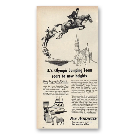 1956 Pan Am US Olympic Jumping Team Vintage Magazine Print Ad