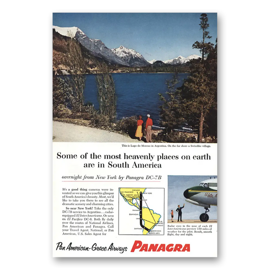 1956 Panagra Airlines Heavenly Places On Earth DC7B Vintage Magazine Print Ad