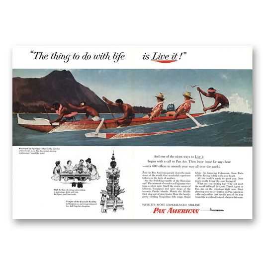 1956 Pan Am Norman Rockwell Diamond Head Vintage Magazine Print Ad