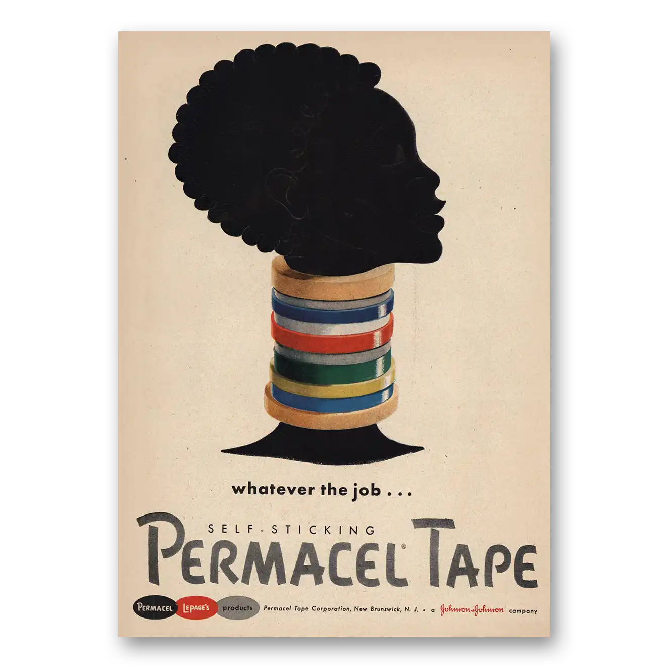 1957 Permacel Tape Permacel Tape Whatever the Job Vintage Magazine Print Ad