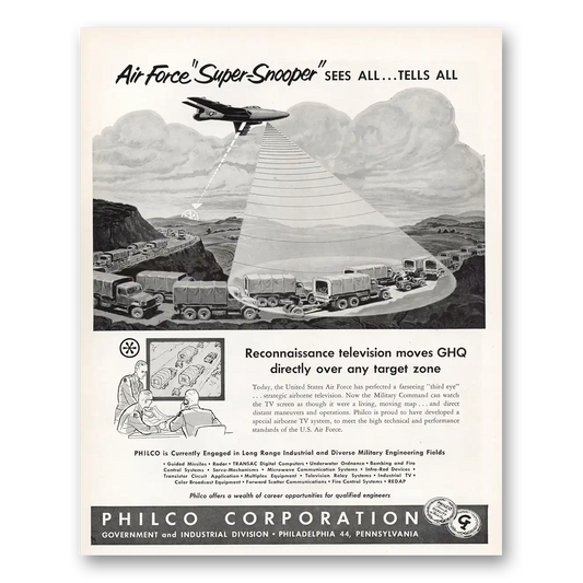 1956 Philco Electronic Systems Super Snooper Vintage Magazine Print Ad