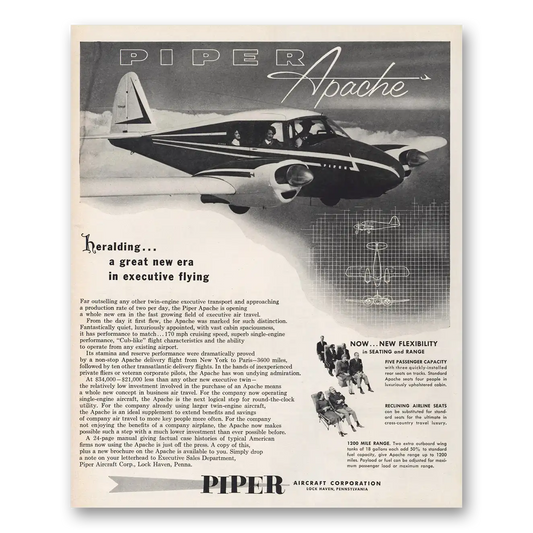 1956 Piper Aircraft Heralding Great New Era Vintage Magazine Print Ad