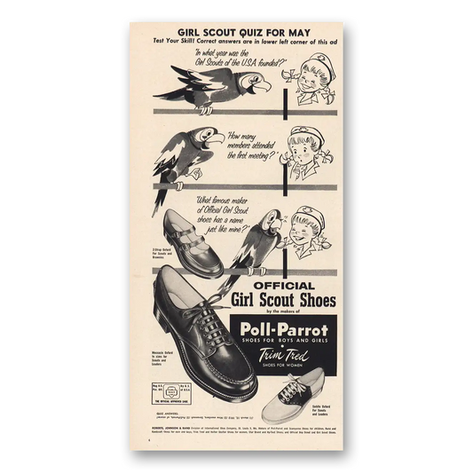 1956 Poll Parrot Shoes Girl Scout Shoes Vintage Magazine Print Ad