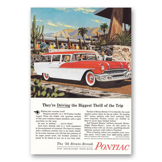 1956 Pontiac Station Wagon Strato Streak Biggest Thrill of the Trip Vintage Magazine Print Ad