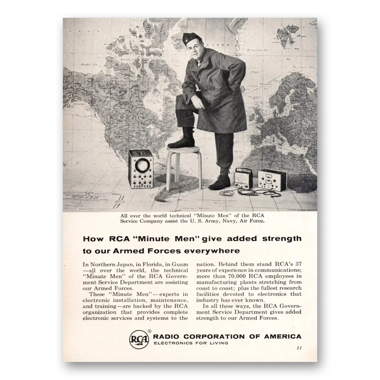 1956 RCA Radios Minute Men Give Added Strength to Our Armed Forces Vintage Magazine Print Ad