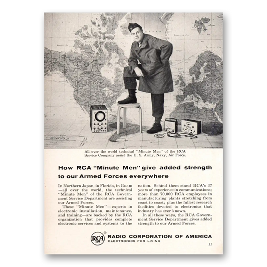 1956 RCA Radios Minute Men Give Added Strength to Our Armed Forces Vintage Magazine Print Ad