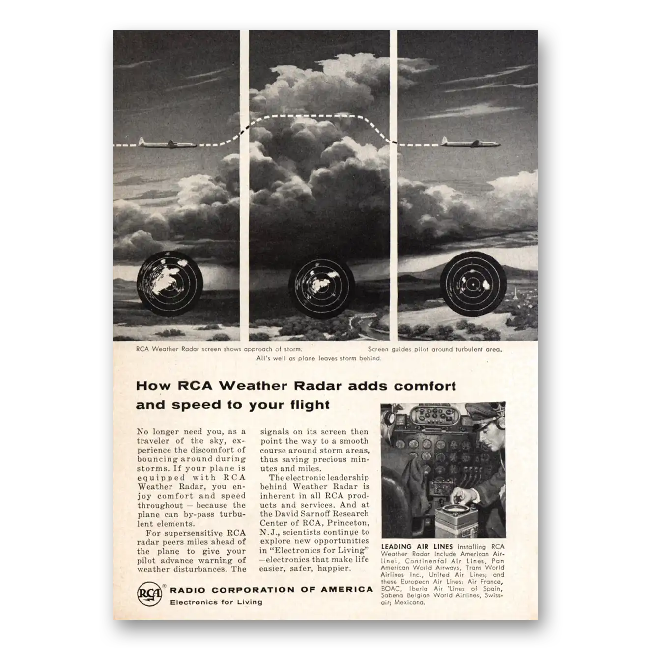 1956 RCA Radios Weather Radar Adds Comfort Vintage Magazine Print Ad