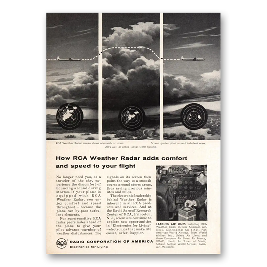 1956 RCA Radios Weather Radar Adds Comfort Vintage Magazine Print Ad