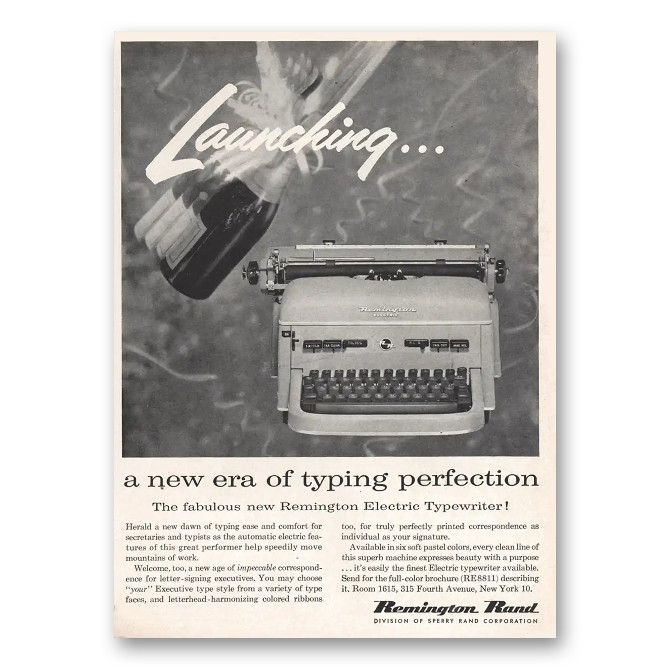 1956 Remington Typewriter Launching New Era of Typing Perfection Vintage Magazine Print Ad