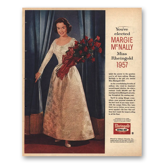 1956 Rheingold Beer Margie McNally Miss Rheingold Vintage Magazine Print Ad