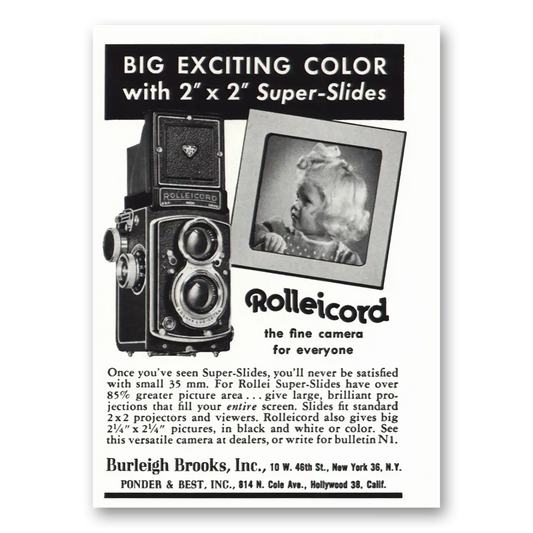 1956 Rolleicord Camera Big Exciting Color Vintage Magazine Print Ad