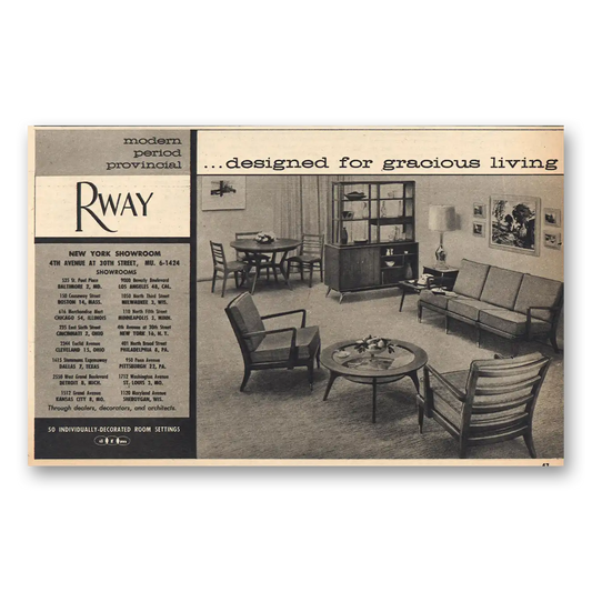 1956 Rway Northern Furniture Designed for Gracious Living Vintage Magazine Print Ad