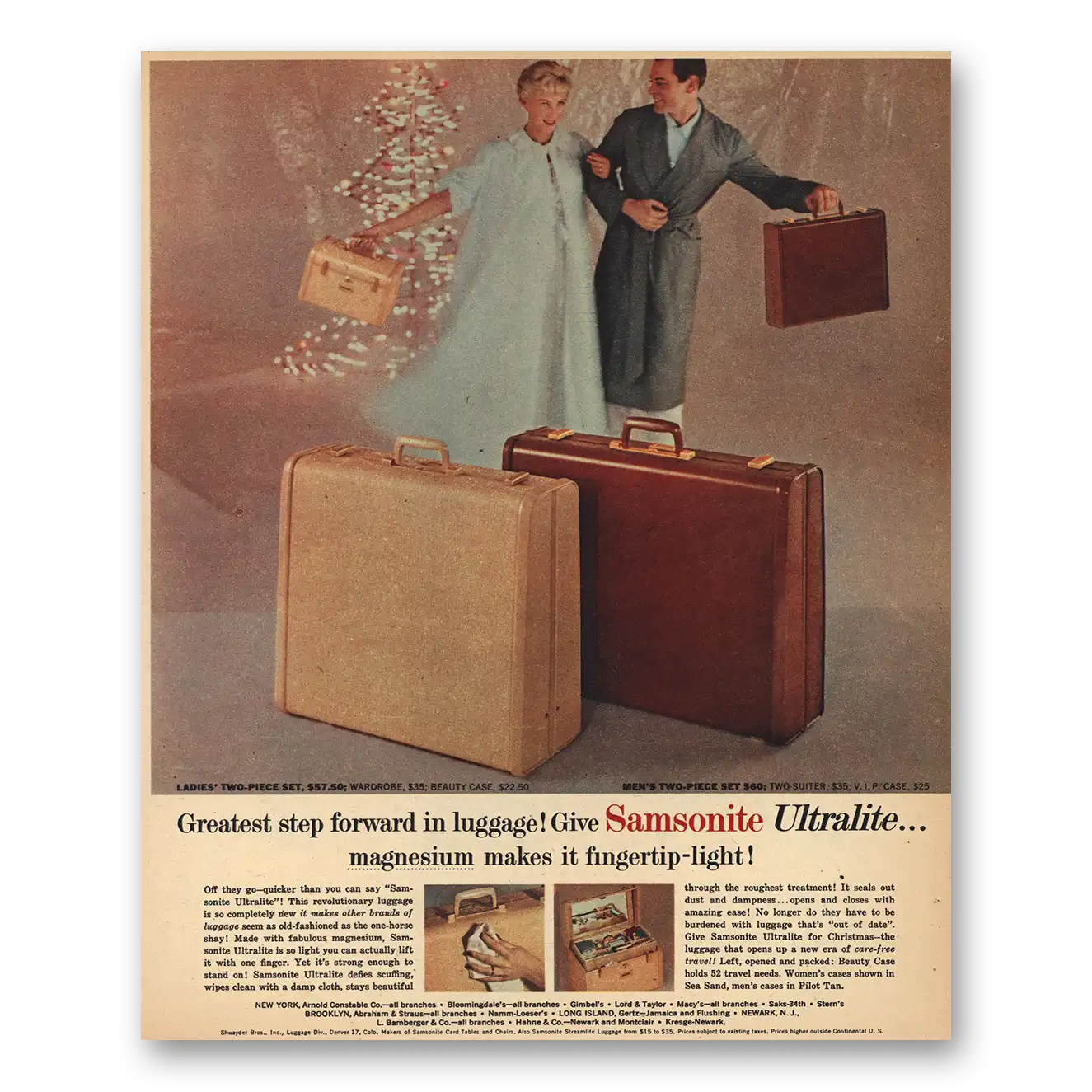 1956 Samsonite Luggage Greatest Step Forward Ultralite Vintage Magazine Print Ad