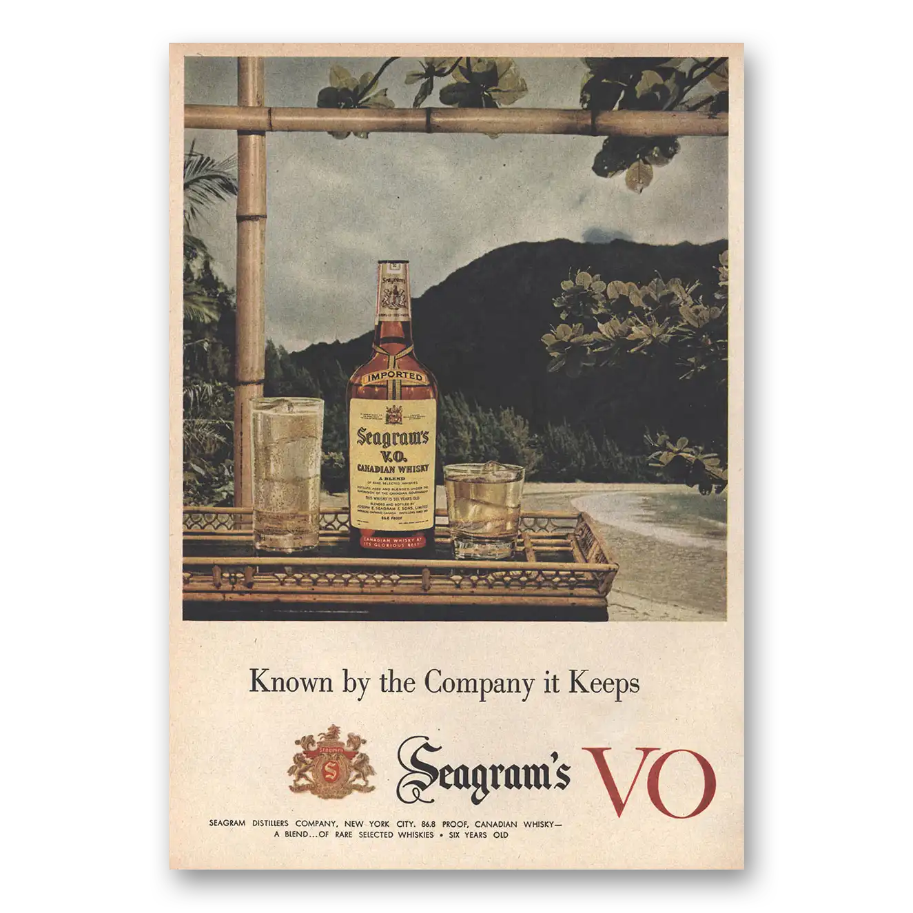 1956 Seagrams VO Whisky Known by the Company It Keeps Vintage Magazine Print Ad