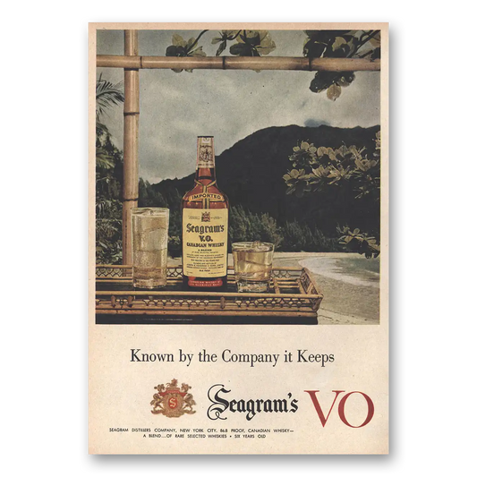 1956 Seagrams VO Whisky Known by the Company It Keeps Vintage Magazine Print Ad