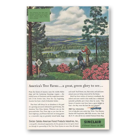 1956 Sinclair Salutes American Forest Products Vintage Magazine Print Ad