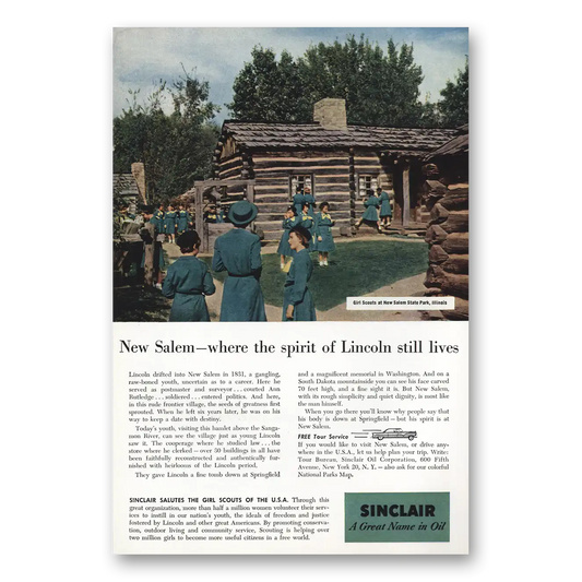 1956 Sinclair Girl Scouts New Salem State Park Illinois Vintage Magazine Print Ad