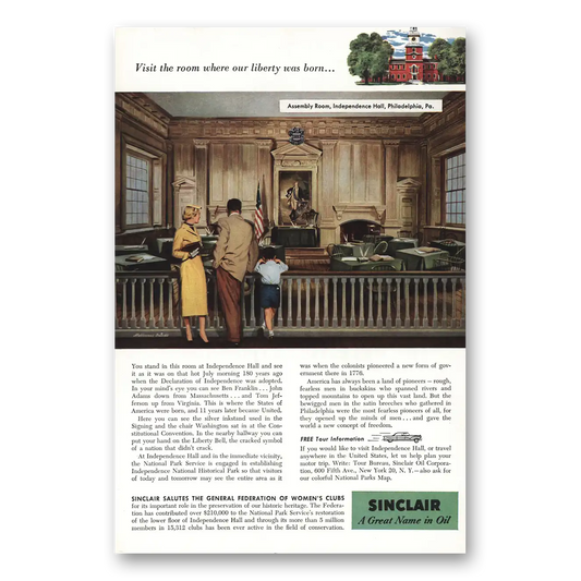 1956 Sinclair Assembly Room Independence Hall Vintage Magazine Print Ad