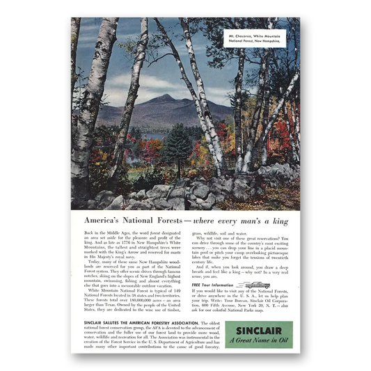 1956 Sinclair Mt Chocorua White Mountain National Forest Vintage Magazine Print Ad