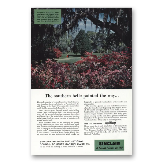 1956 Sinclair Southern Belle Pointed the Way Vintage Magazine Print Ad