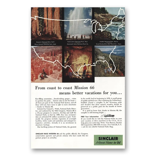 1956 Sinclair From Coast to Coast Mission 66 Vintage Magazine Print Ad