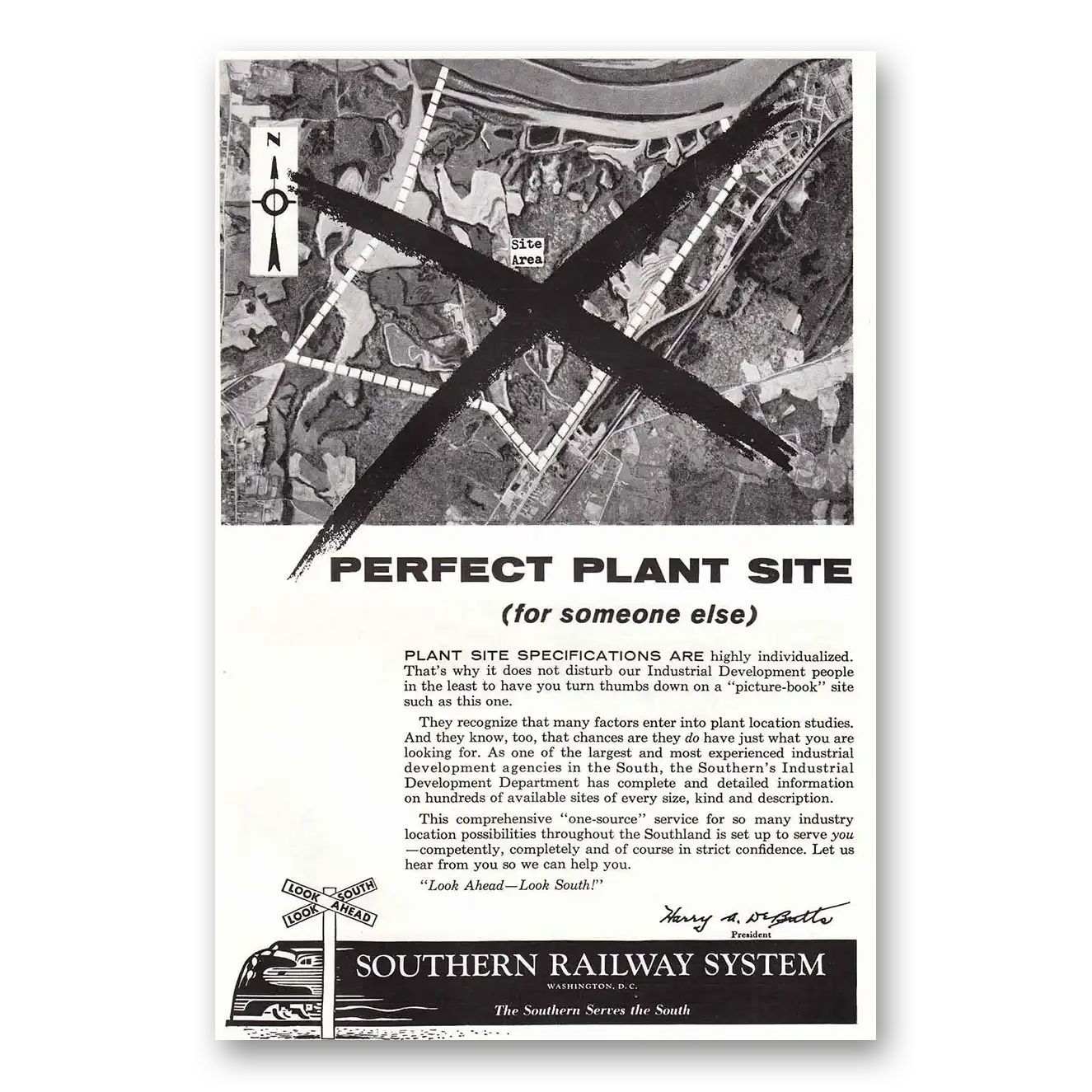 1956 Southern Railway Perfect Plant Site Vintage Magazine Print Ad