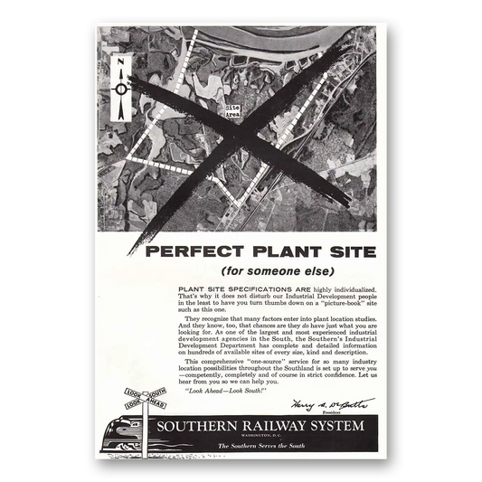 1956 Southern Railway Perfect Plant Site Vintage Magazine Print Ad