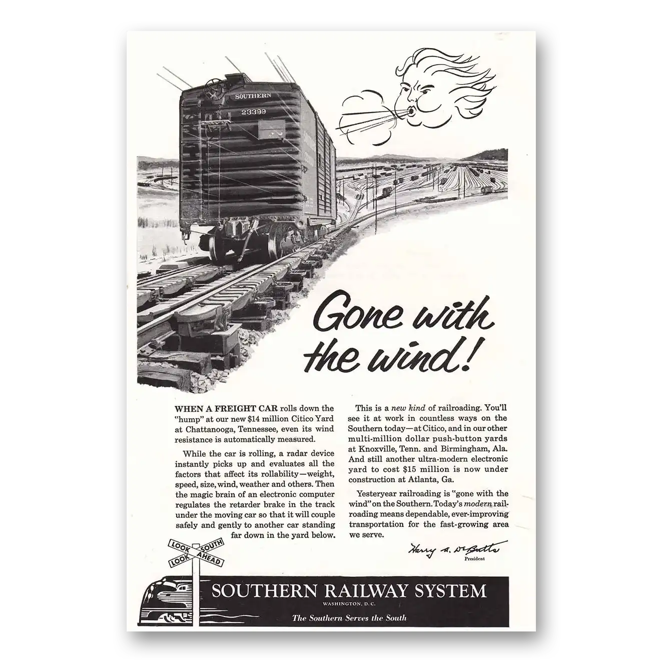 1956 Southern Railway Gone with the Wind Vintage Magazine Print Ad