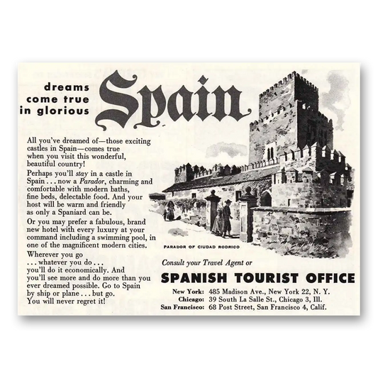 1956 Spain Parador of Ciudad Rodrigo Vintage Magazine Print Ad