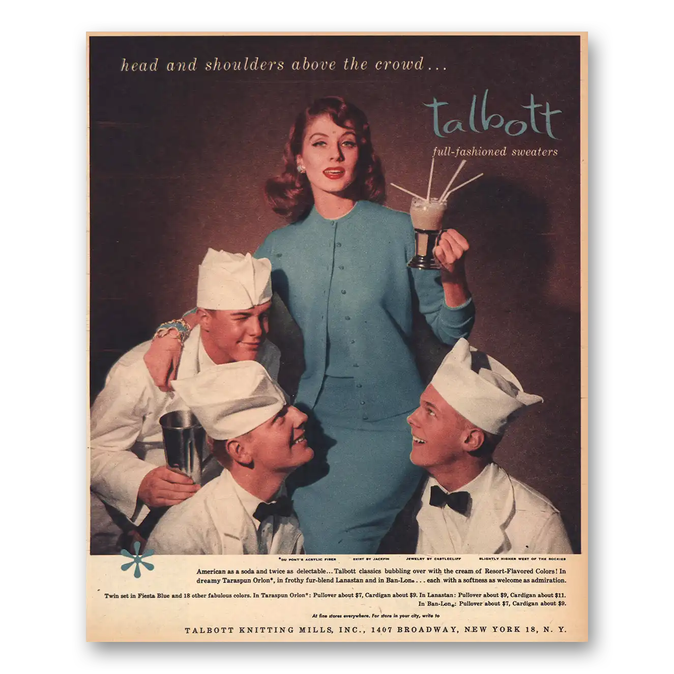 1956 Talbott Head and Shoulders Above the Rest Vintage Magazine Print Ad