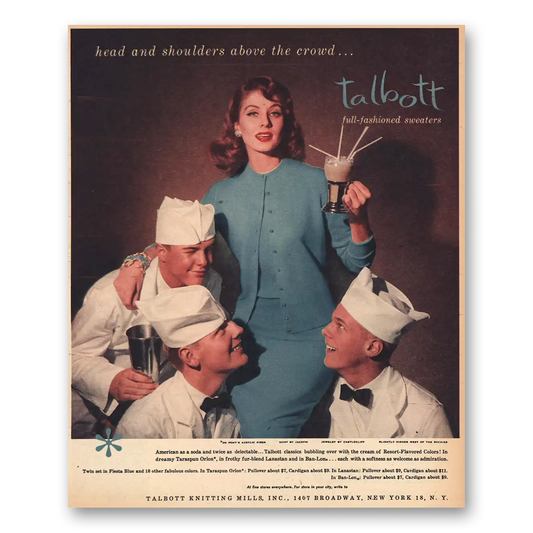 1956 Talbott Head and Shoulders Above the Rest Vintage Magazine Print Ad