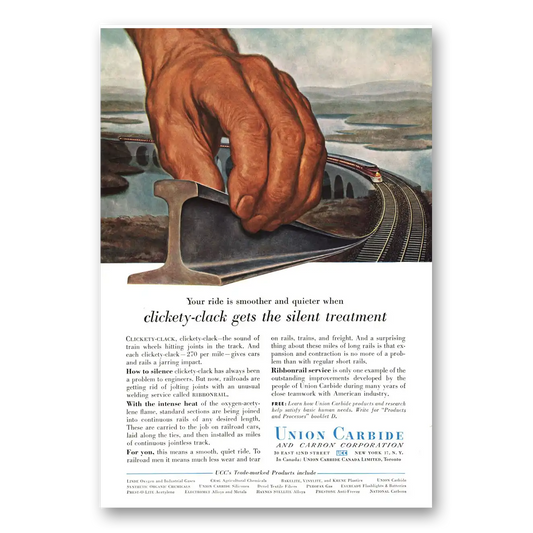 1956 Union Carbide Clickety Clack Silent Treatment Vintage Magazine Print Ad