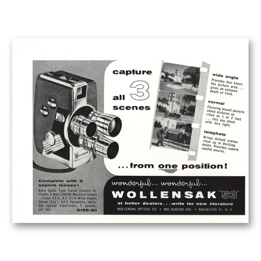 1956 Wollensak Camera Model 53 Vintage Magazine Print Ad