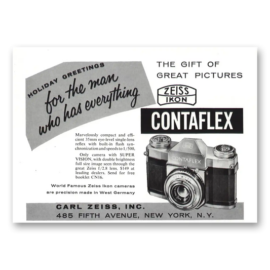 1956 Zeiss Ikon Contaflex Camera For the Man Who Has Everything Vintage Magazine Print Ad