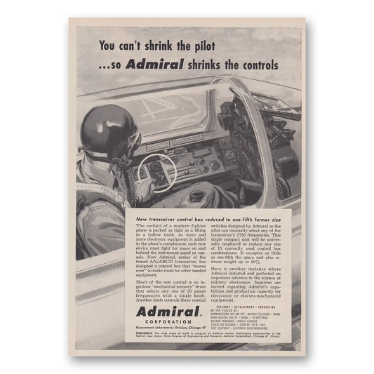 1957 Admiral Radio You Can't Shrink the Pilot Vintage Magazine Print Ad