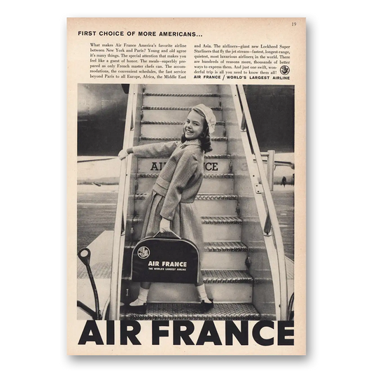 1957 Air France First Choice of More Americans Vintage Magazine Print Ad