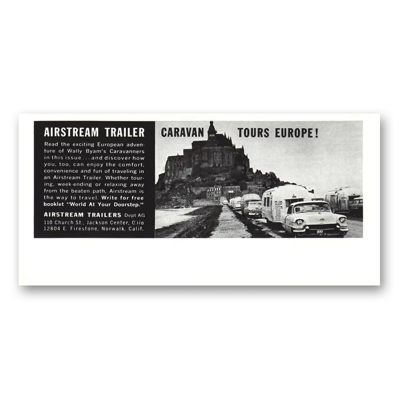 1957 Airstream Trailers Caravan Tours Europe Vintage Magazine Print Ad