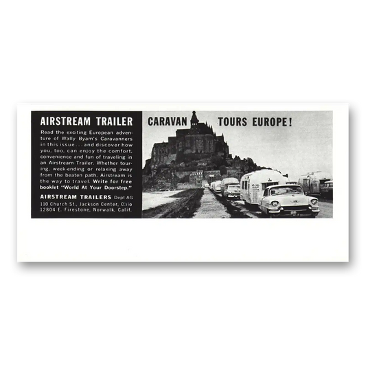 1957 Airstream Trailers Caravan Tours Europe Vintage Magazine Print Ad