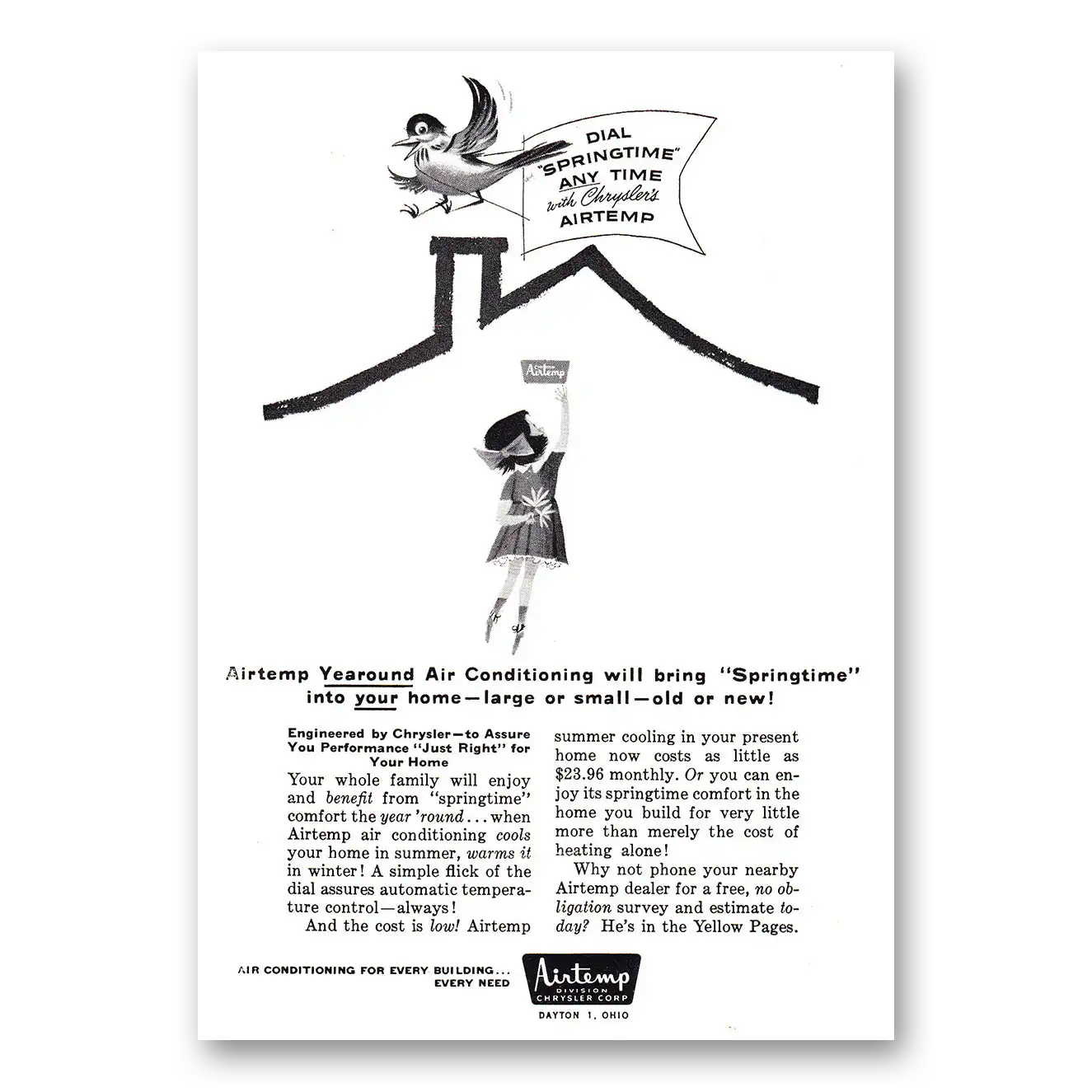 1957 Airtemp Air Conditioning Yearound Air Conditioning Will Bring Springtime Vintage Magazine Print Ad