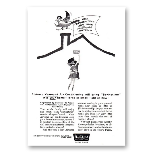 1957 Airtemp Air Conditioning Yearound Air Conditioning Will Bring Springtime Vintage Magazine Print Ad