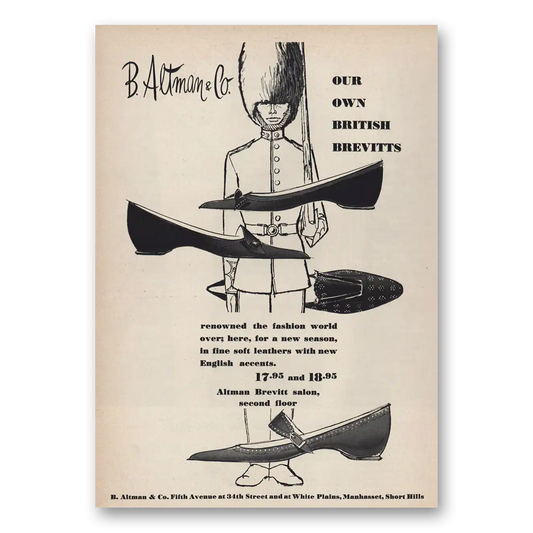 1957 B Altman Our Own British Brevitts Vintage Magazine Print Ad