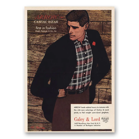 1957 Arrow Casual Wear First In Fashion Added Luxury to Autumn Vintage Magazine Print Ad