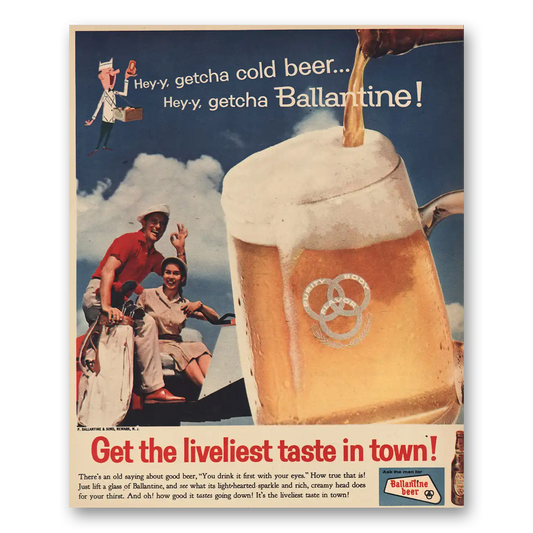 1957 Ballentine Beer Hey Getcha Ballantine Vintage Magazine Print Ad