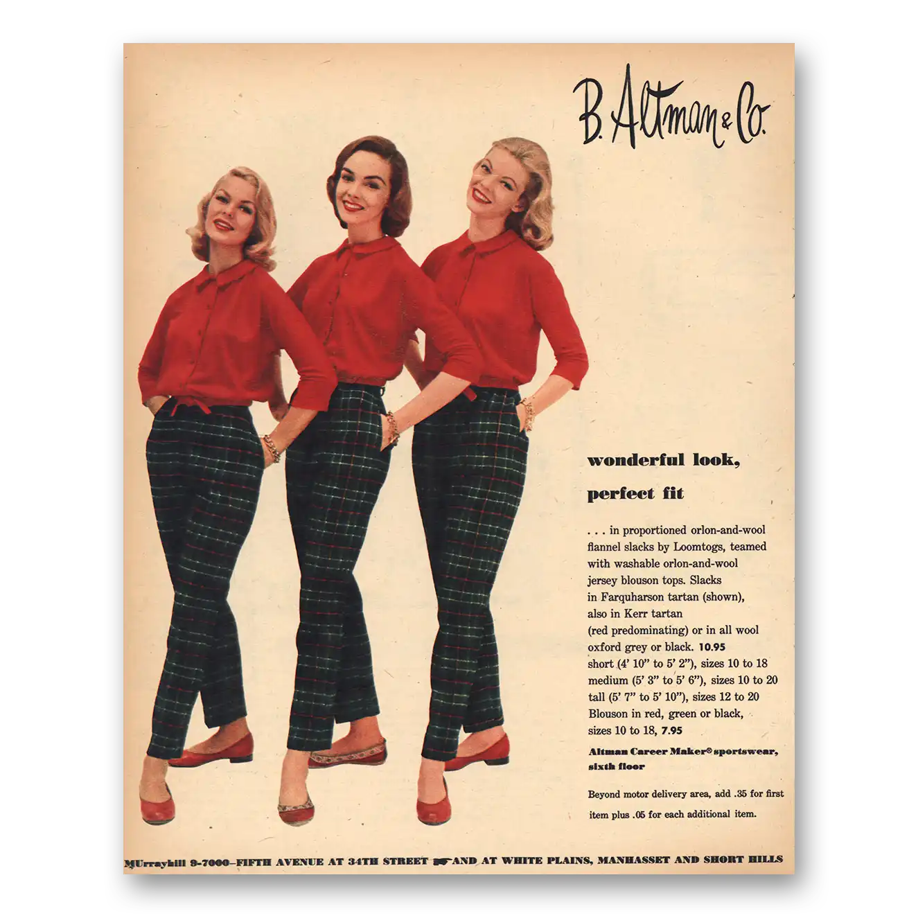 1957 B Altman Wonderful Look Perfect Fit Vintage Magazine Print Ad