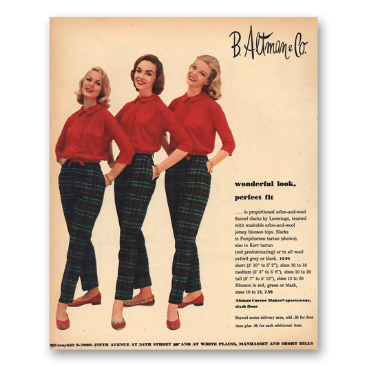 1957 B Altman Wonderful Look Perfect Fit Vintage Magazine Print Ad