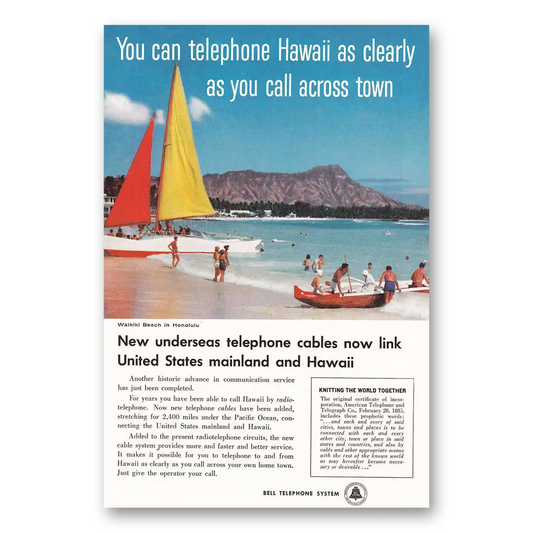 1957 Bell Telephone Diamond Head Vintage Magazine Print Ad