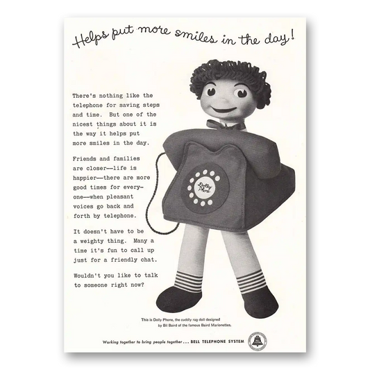 1957 Bell Telephone Dolly Phone More Smiles Vintage Magazine Print Ad